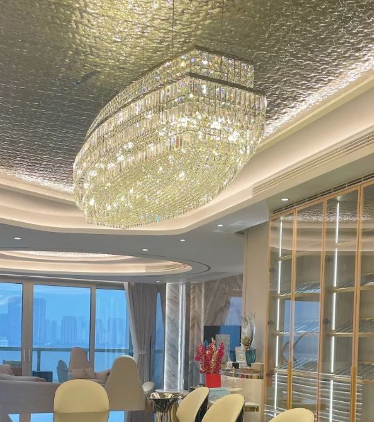 Elliptical Chrome Crystal Chandelier luxury