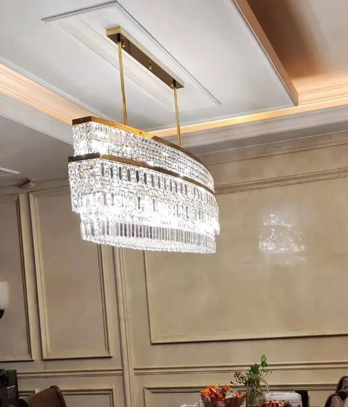Elliptical Chrome Crystal Chandelier