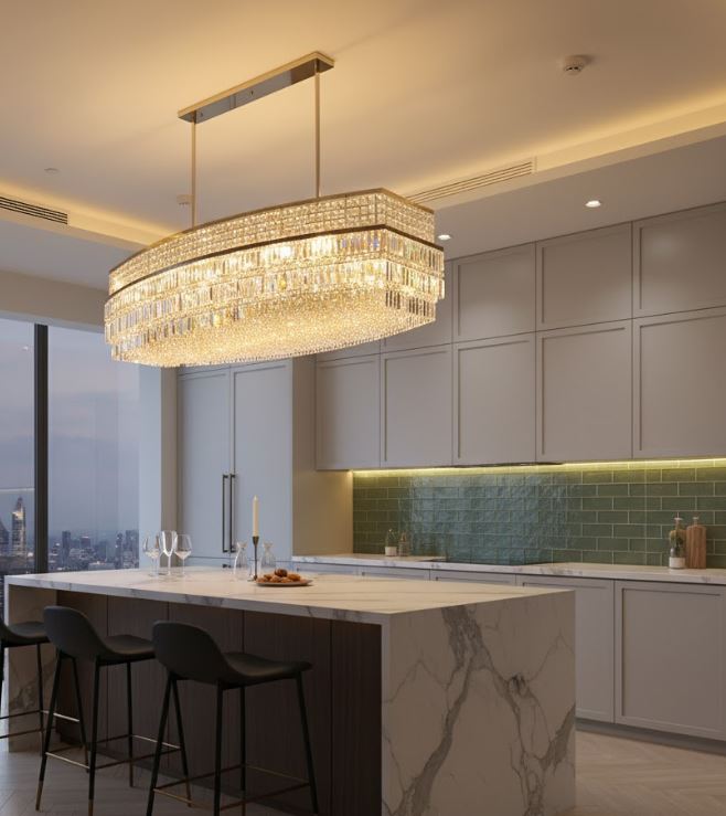 Elliptical Crystal Chandelier Light