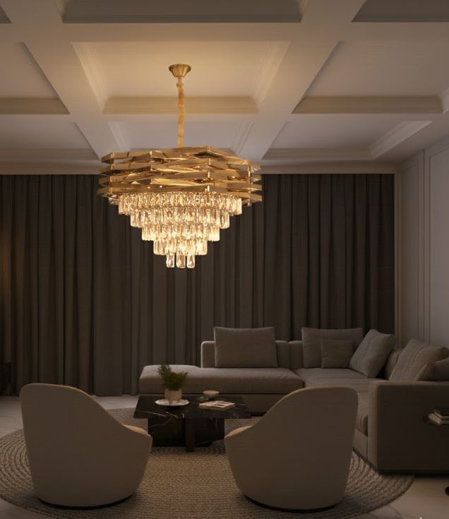 Gold Inlaid Crystal Chandelier Light