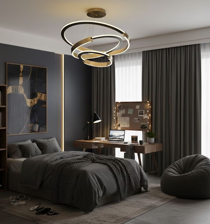 Interlocking LED Ring Chandelier dining