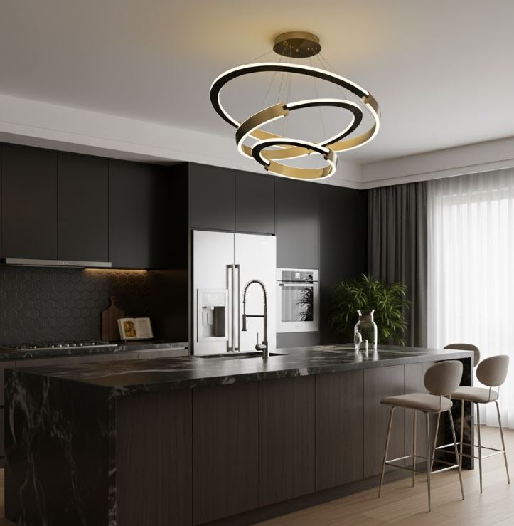Interlocking LED Ring Chandelier for dining