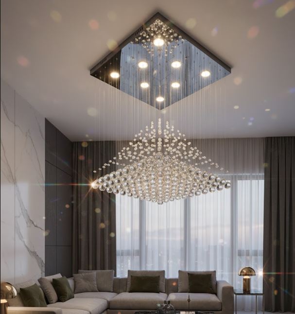 K9 Crystal Pyramid Rain Chandelier