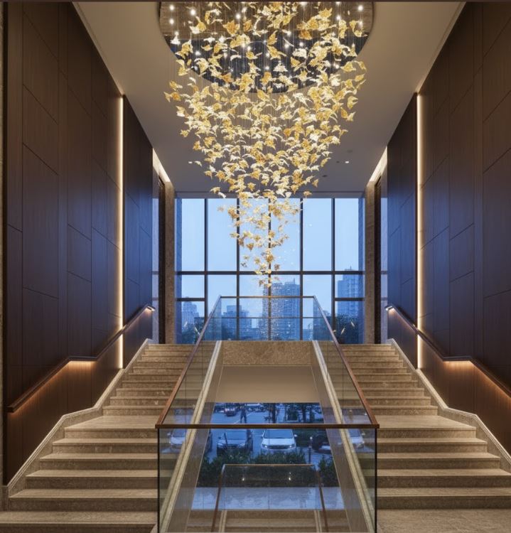 Large Scale Luxury Hotel Chandelier in stairwell