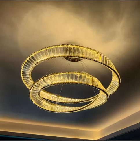 2 Rings Crystal LED Chandelier Light