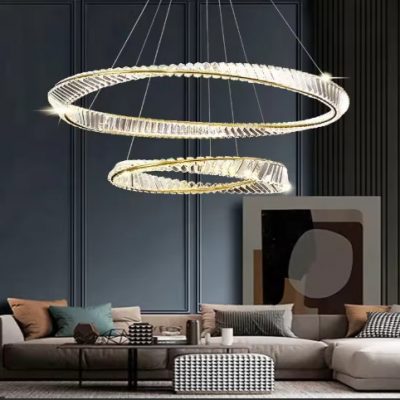 2 Rings Crystal LED Chandelier Light
