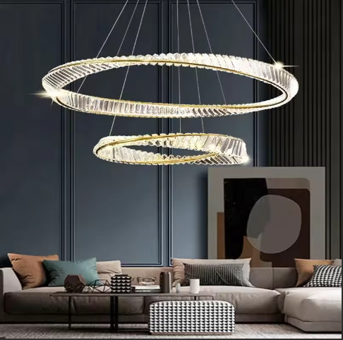 2 Rings Crystal LED Chandelier Light