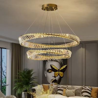 Luxury Double Ring Crystal LED Chandelier Light