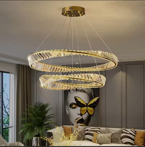 Luxury Double Ring Crystal LED Chandelier Light