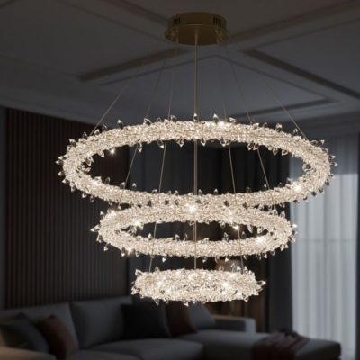3 Interstellar Rings Crystal Chandelier