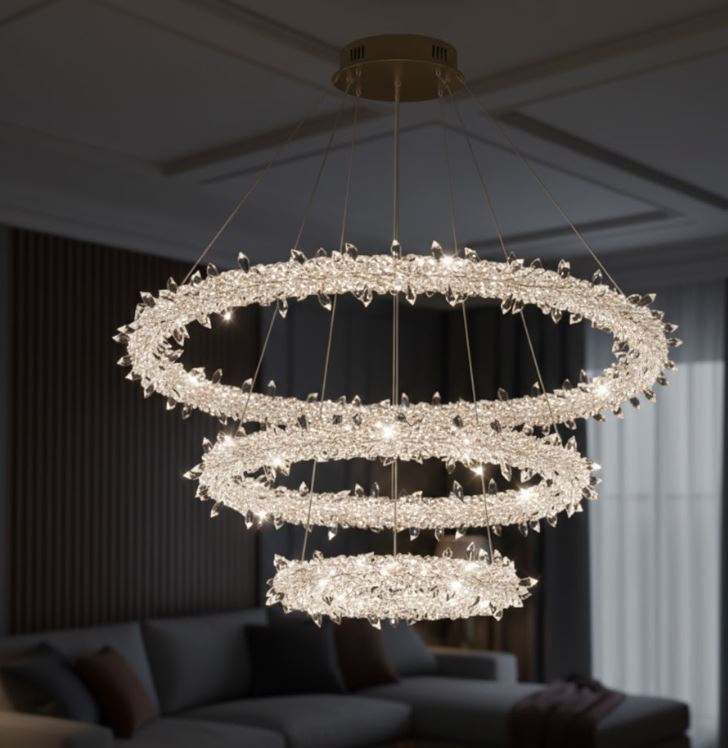 3 Interstellar Rings Crystal Chandelier
