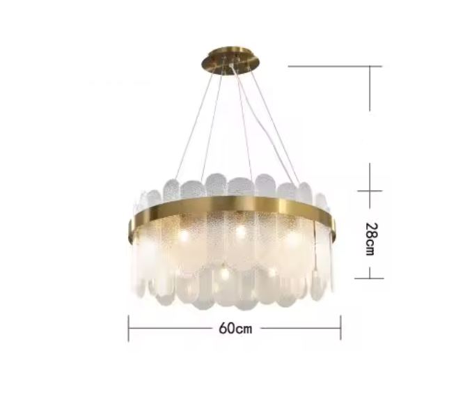 80cm Glass LED Chandelier Frosted 60cm