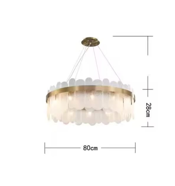 80cm Glass LED Chandelier Frosted 80cm
