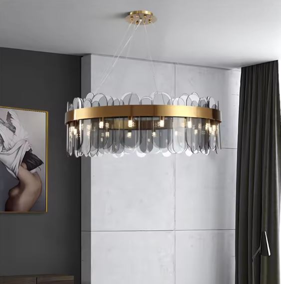 80cm Glass LED Chandelier Grey