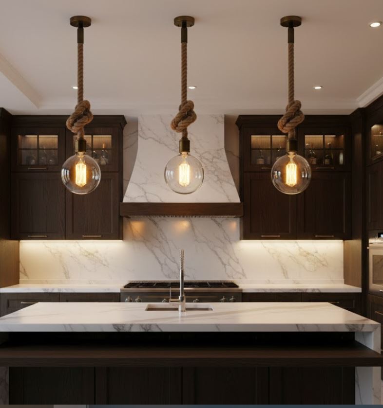 Edison Hemp Rope Kitchen Light