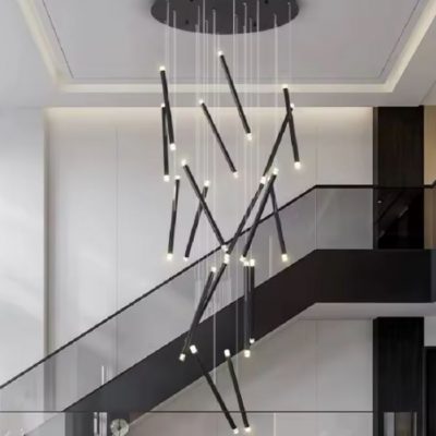 18 Light Kinetic Sticks Geometric Chandelier