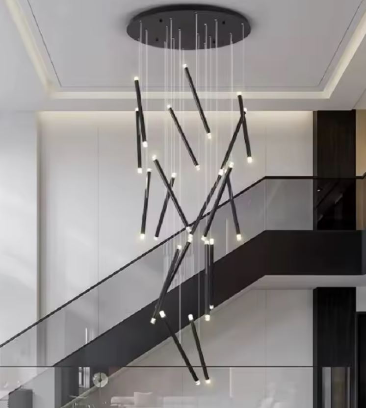 18 Light Kinetic Sticks Geometric Chandelier