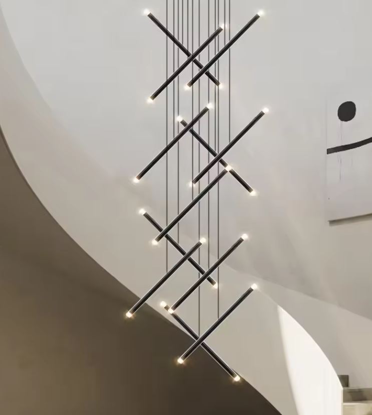 18 Light Kinetic Sticks Staircase Chandelier
