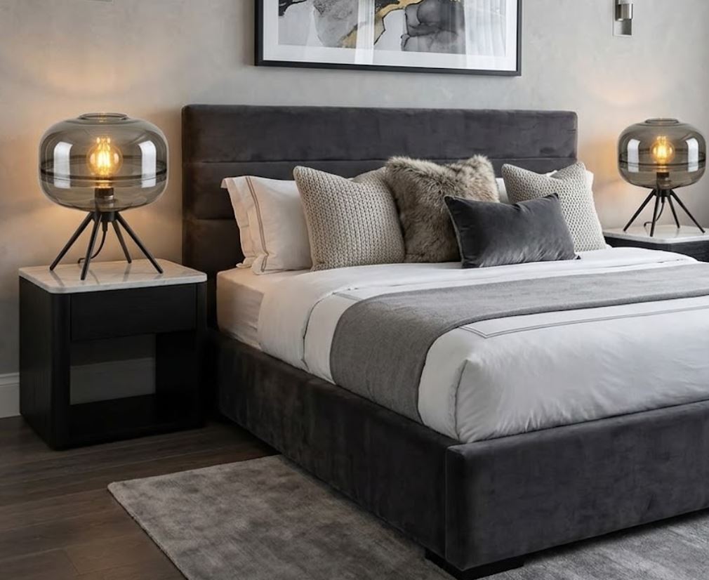Smoke Glass Bedside Lamp