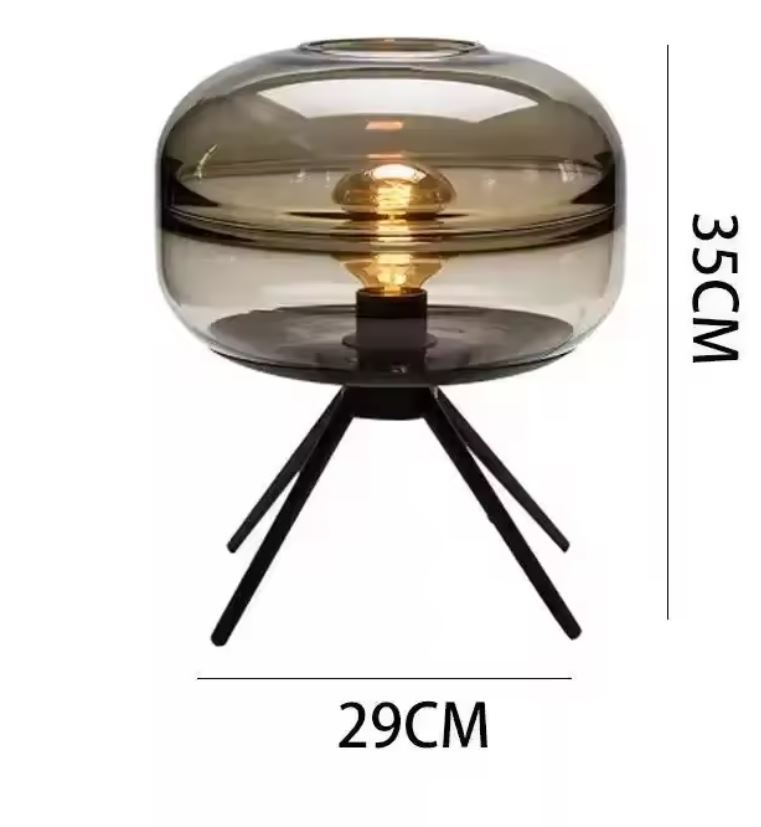 Smoke Glass Tripod Bedside Light