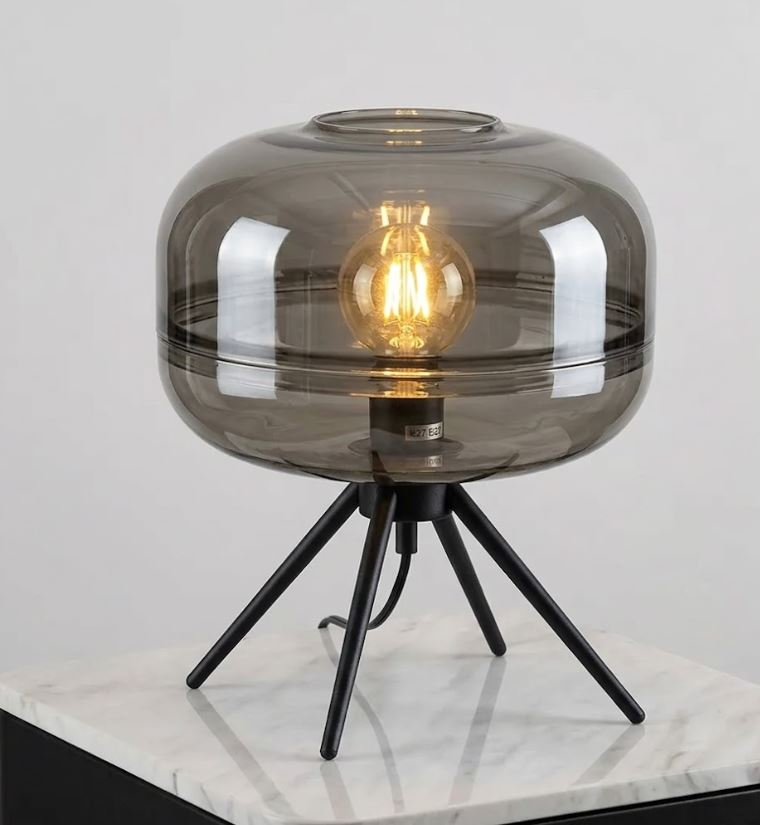 Smoke Glass Tripod Lamp