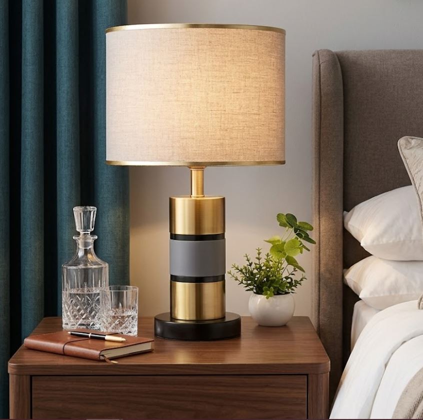 Cylindrical Table Lamp for Bedroom and Office
