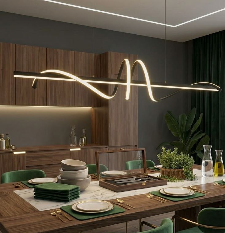 Linear Wavy Pendant Chandelier Light