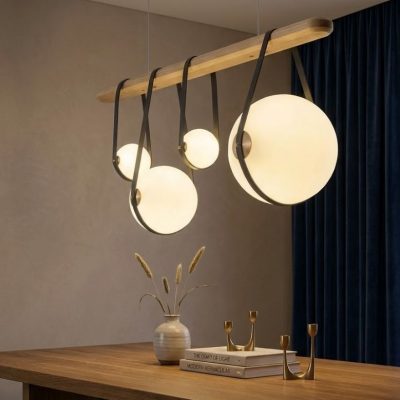 Wood Orb Pendant Chandelier