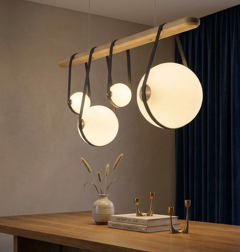 Wood Orb Pendant Chandelier