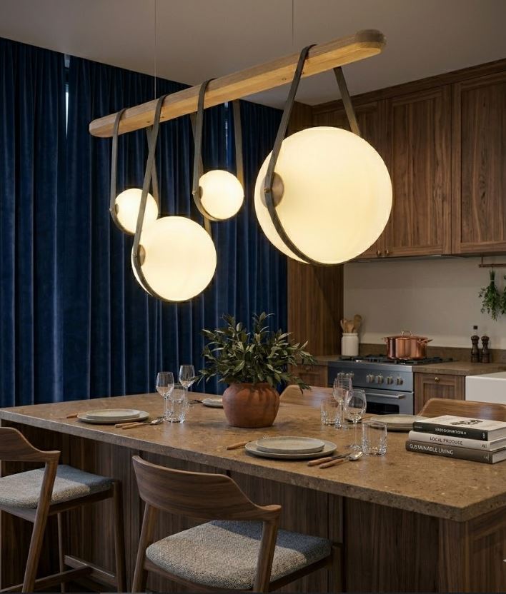 Wood Pendant Chandelier Light