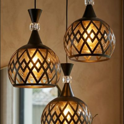 3-Drop Geometric Chandelier Light