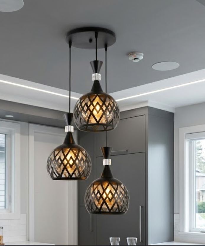 3-Drop Geometric Chandelier Pendant Light