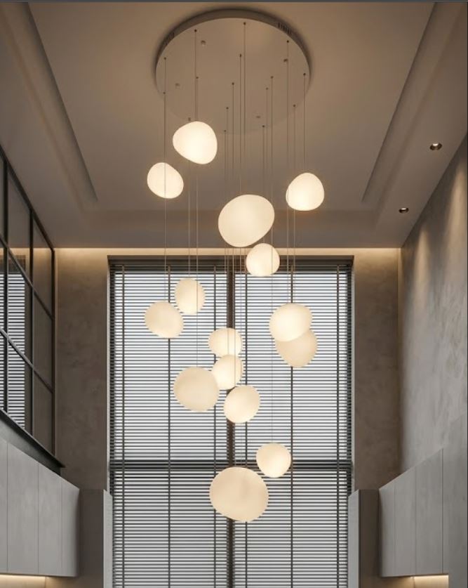 7-16 Drop Frosted Pebble Chandelier Light 7-16 Drop Frosted Pebble Chandelier Light