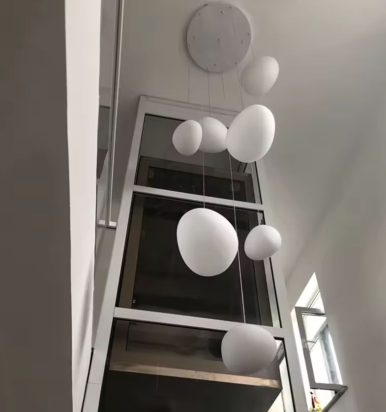 7 Drop Frosted Pebble Chandelier Light