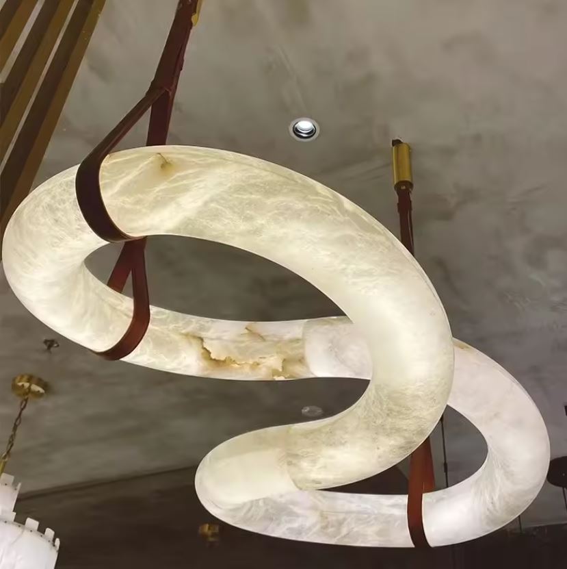 Alabaster Infinity Pendant Chandelier Closeup