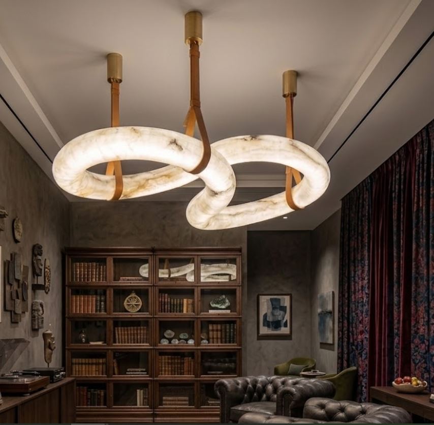 Alabaster Infinity Pendant Chandelier Lounge Alabaster Infinity Pendant Chandelier Lounge