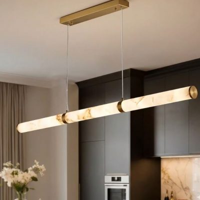 Alabaster Suspension Linear Dining Chandelier
