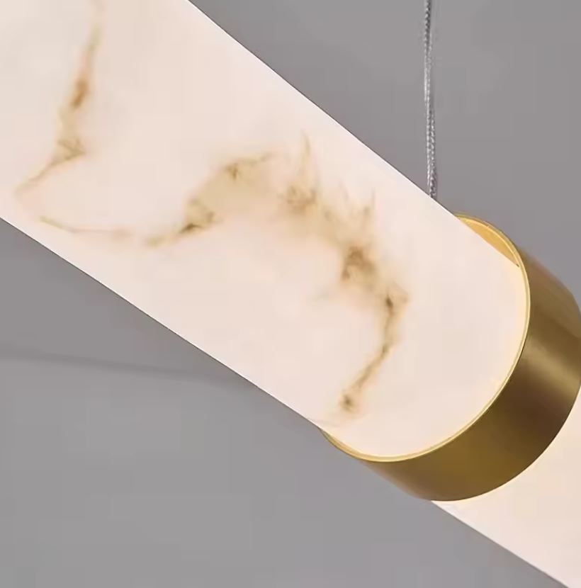 Alabaster Suspension Linear Dining Chandelier Details