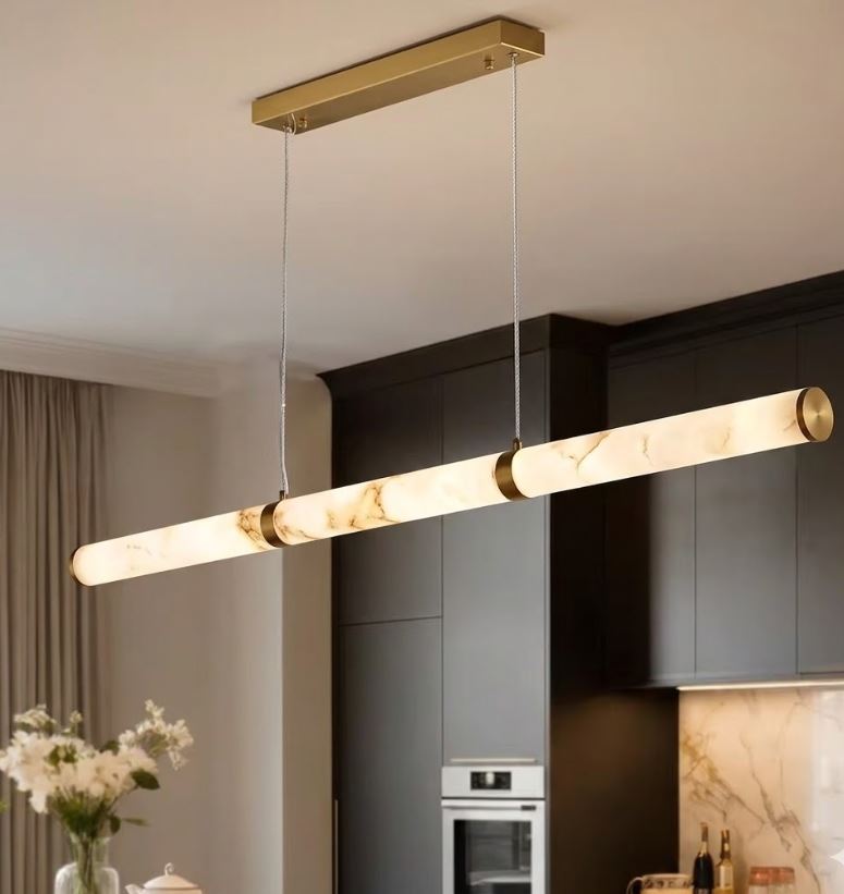 Alabaster Suspension Linear Dining Chandelier