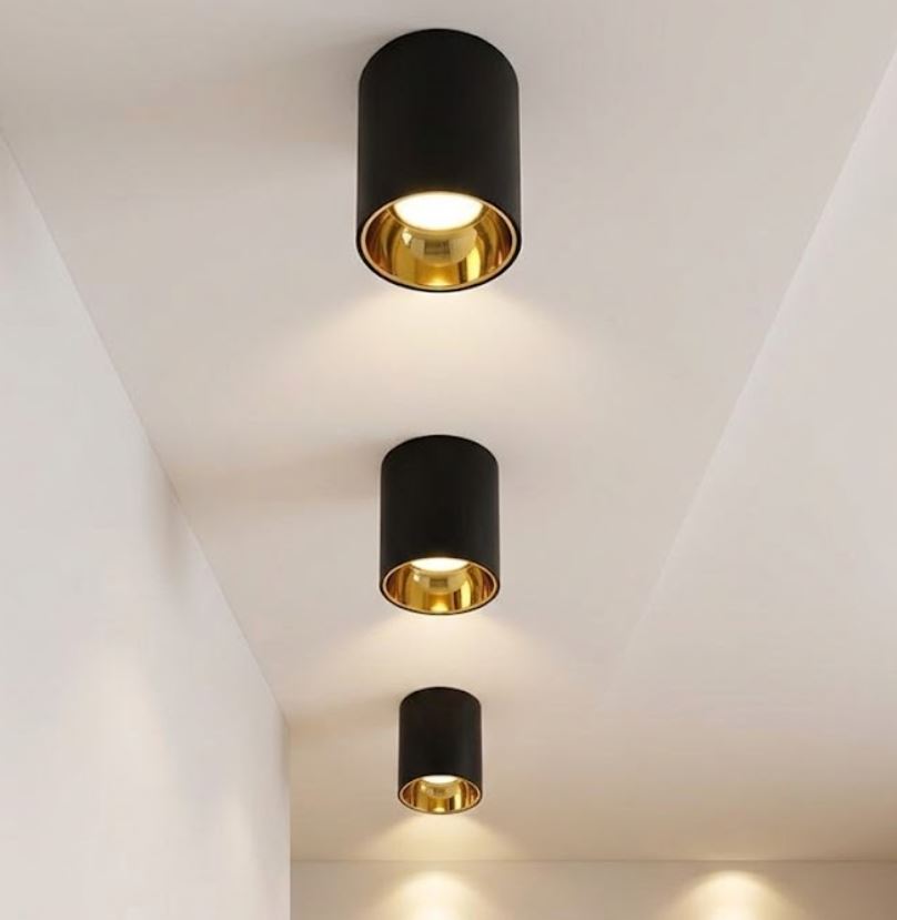 Black and Gold Surface-Mounted Downlight Black