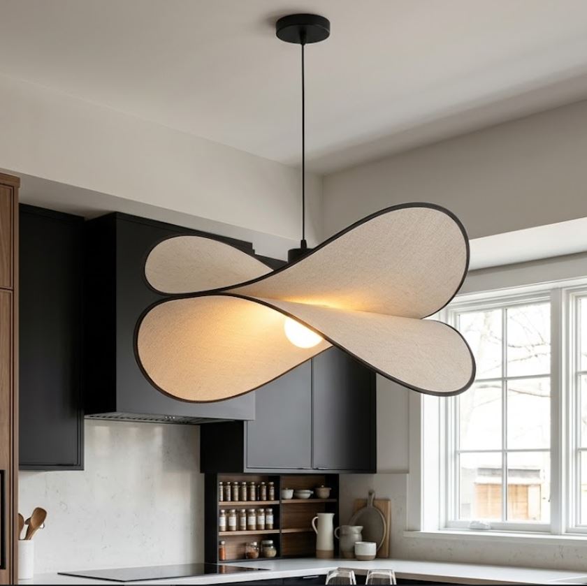 Contoured Fabric Pendant Chandelier Light