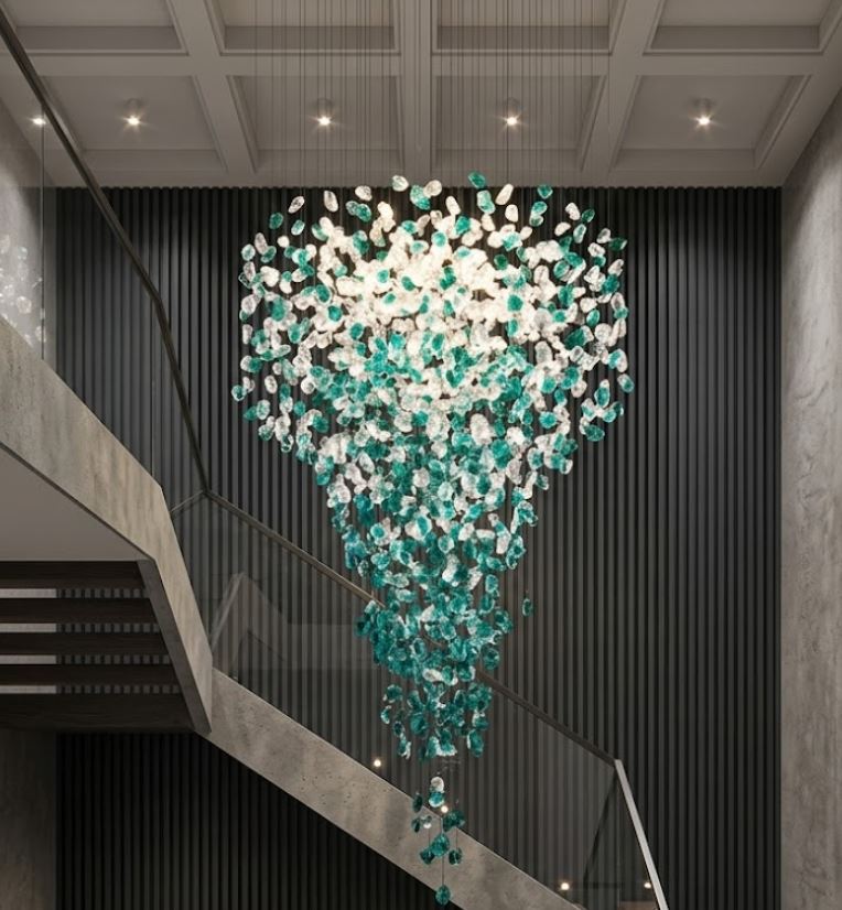 Customizable Emerald and Clear Stone Chandelier small