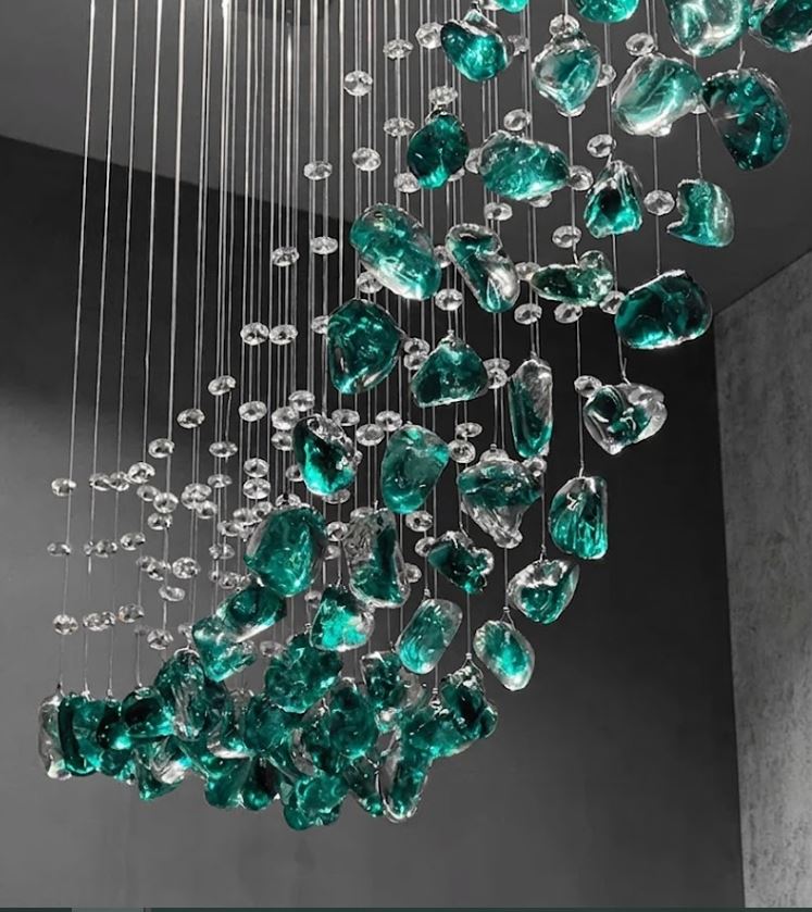 Luxury Emerald Pebble Chandelier Close up