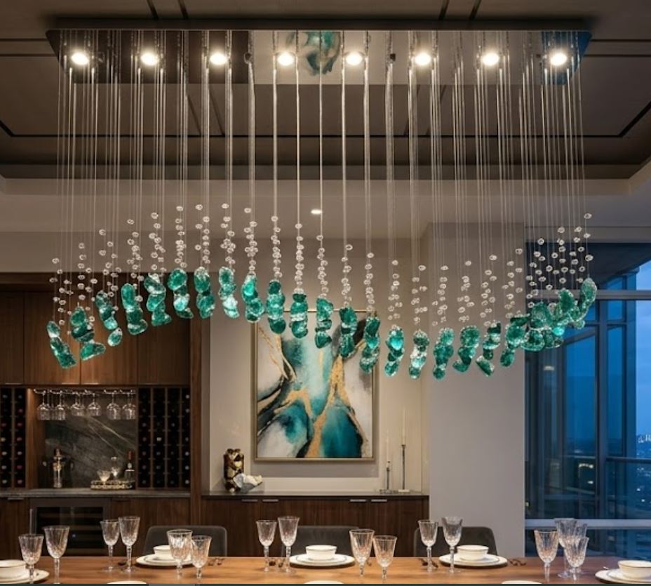 Luxury Emerald Pebble Chandelier for kitchen