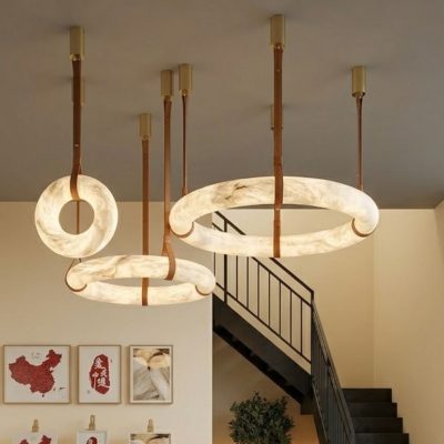 Modern Alabaster Ring Pendant Chandelier
