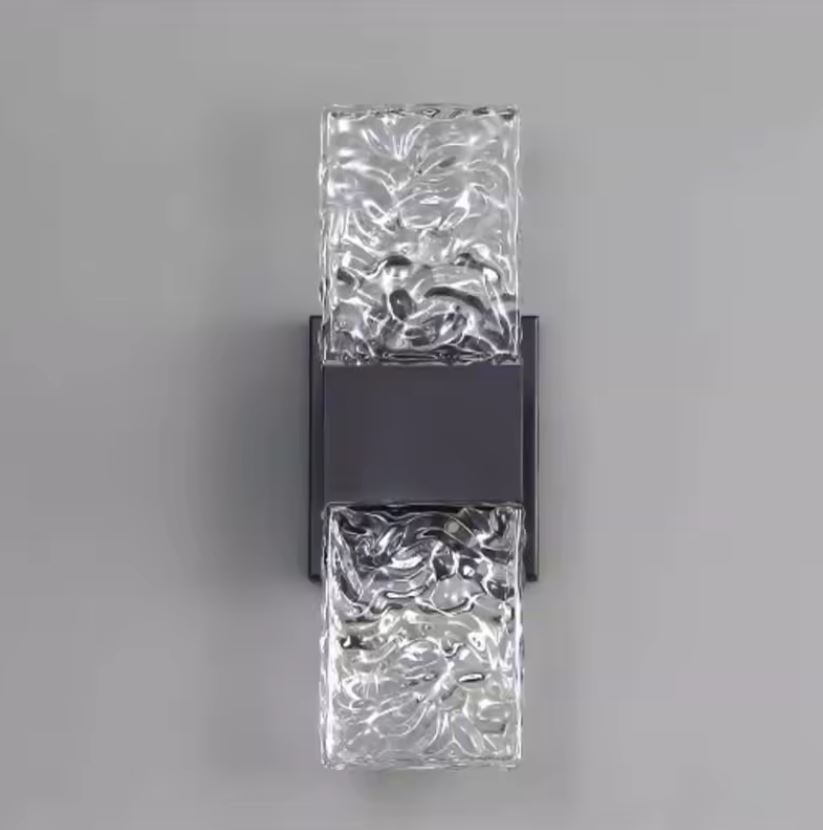 Ice Glass LED Wall Bracket Lamp Black Ice Glass LED Wall Bracket Lamp Black