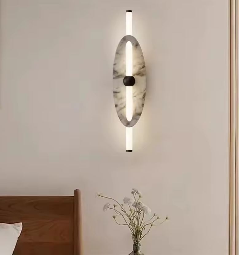 Marble and Metal Oval Wall Lamp Marble and Metal Oval Wall Lamp