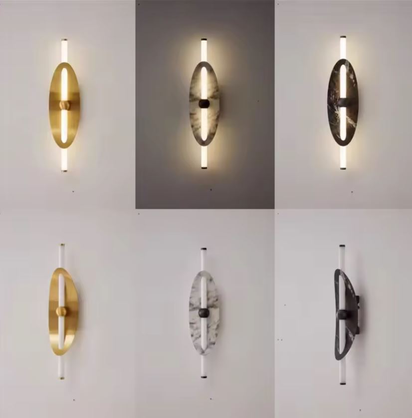 Marble and Metal Oval Wall Sconce Lamp Marble and Metal Oval Wall Sconce Lamp