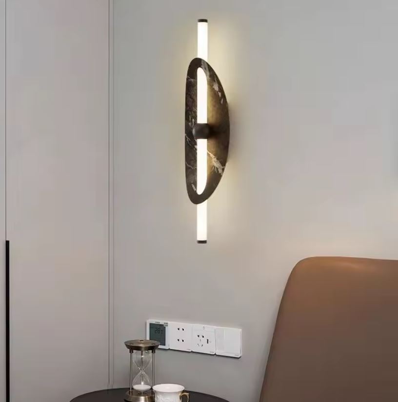 Marble and Metal Oval Wall Sconce Marble and Metal Oval Wall Sconce