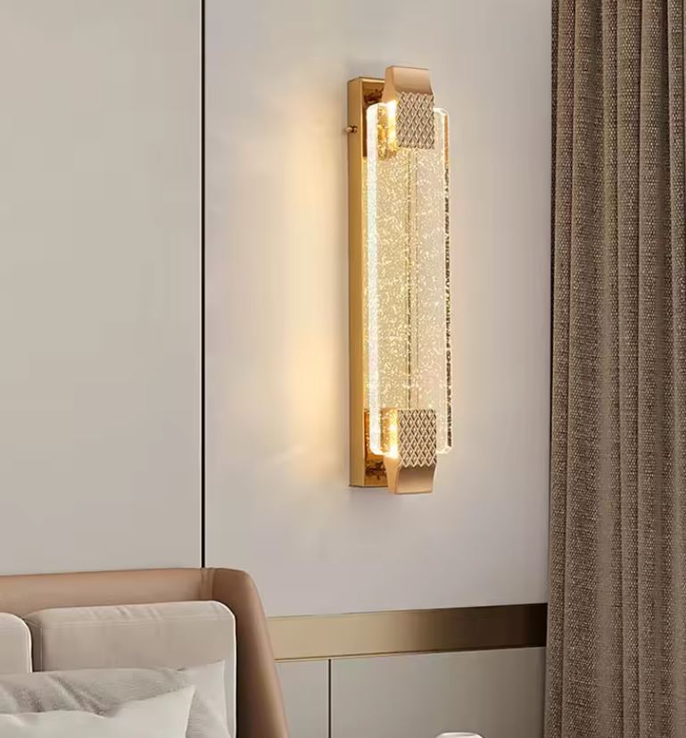 Textured Crystal LED Wall Bracket Gold Textured Crystal LED Wall Bracket Gold
